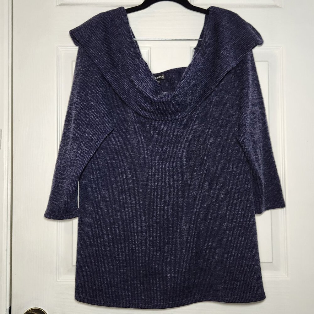 Lane Bryant - Blue Heathered Wide Cowl Neck Sweater - Size: 22/24